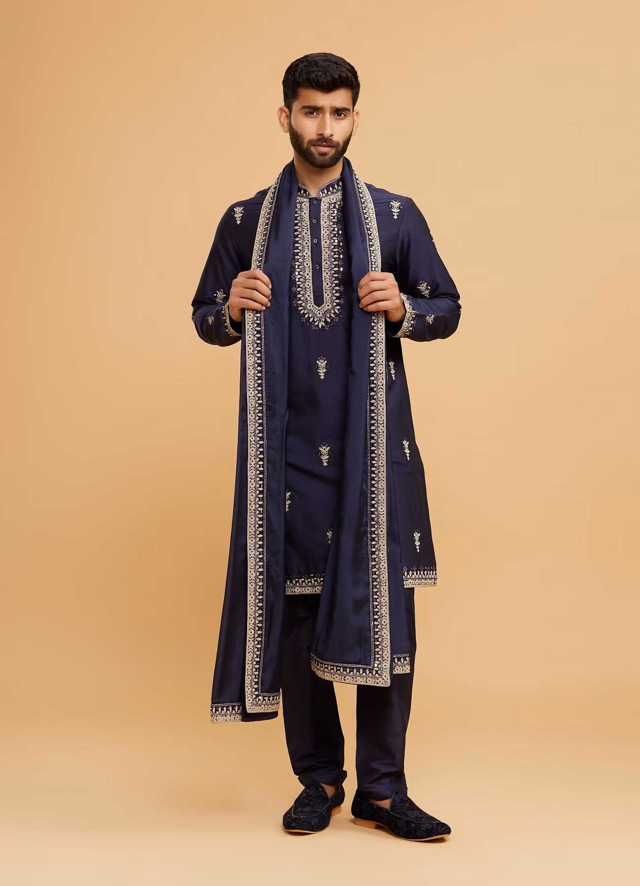 Embroidered sherwani, front